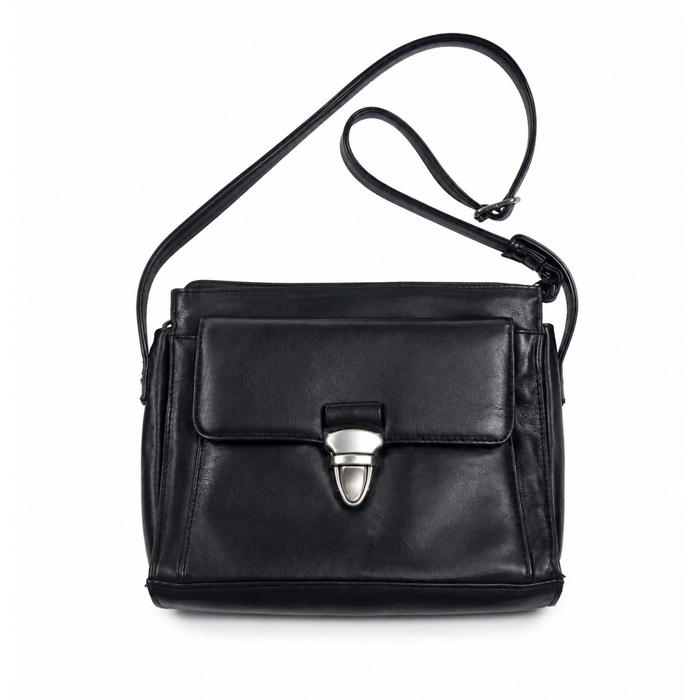 Diamicci Vintage Minimalist Everyday Y2K Black Leather Shoulder Crossbody Bag